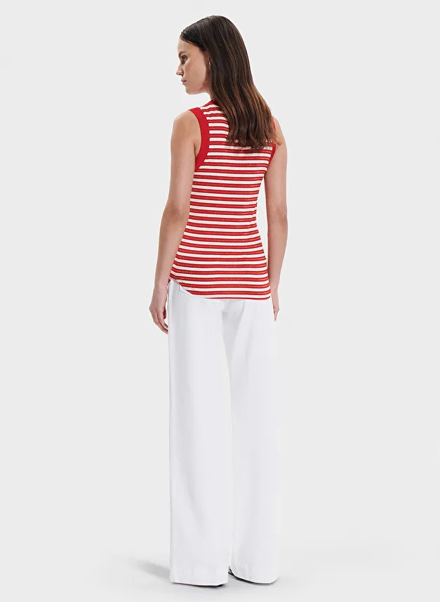 ZAPA TENDRE  CAMISETA SIN MANGAS CUELLO REDONDO A RAYAS EN ROJO