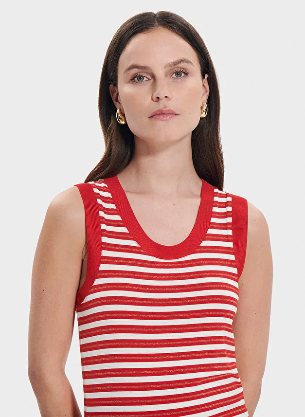ZAPA TENDRE  CAMISETA SIN MANGAS CUELLO REDONDO A RAYAS EN ROJO