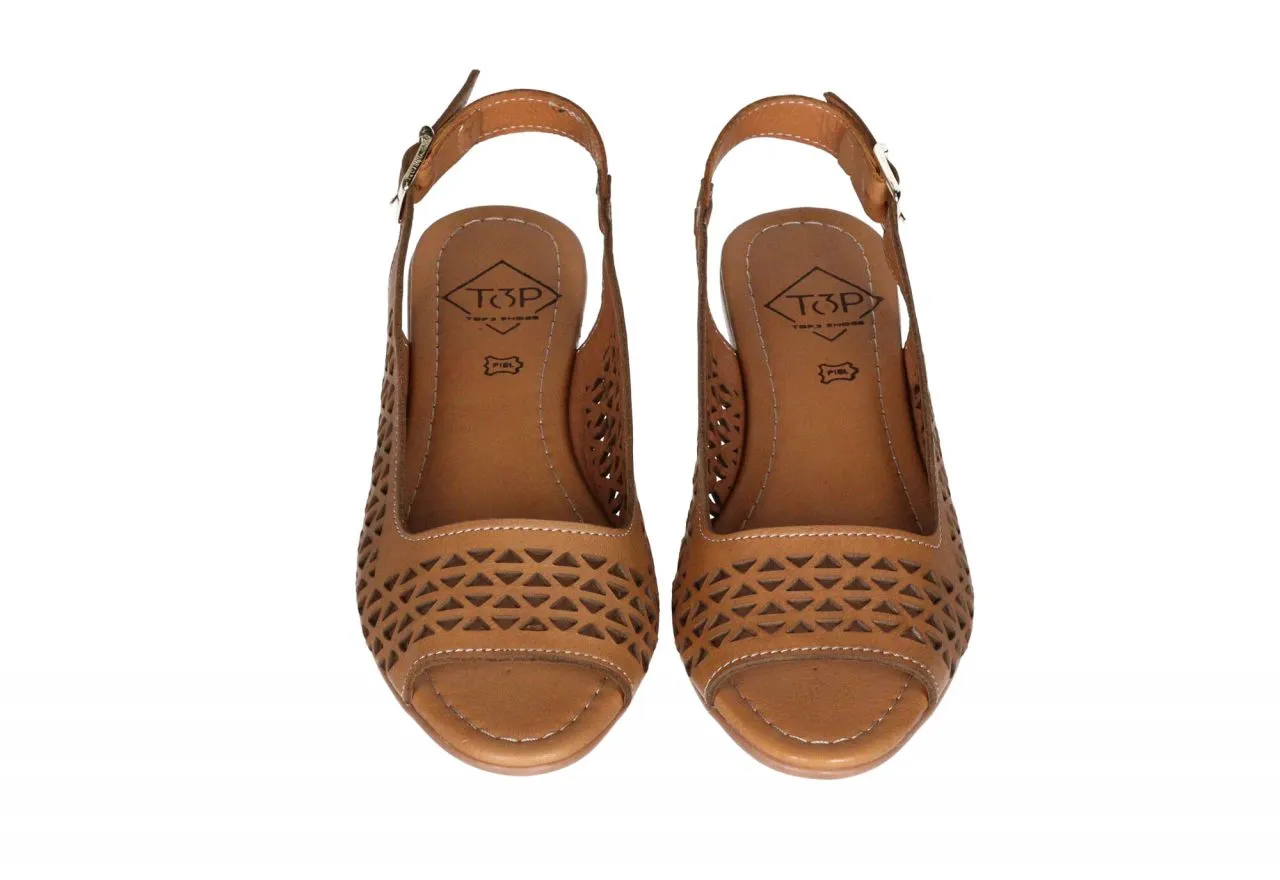 Zapato Piel Cuero Calados Punta y Talón Abiertos
