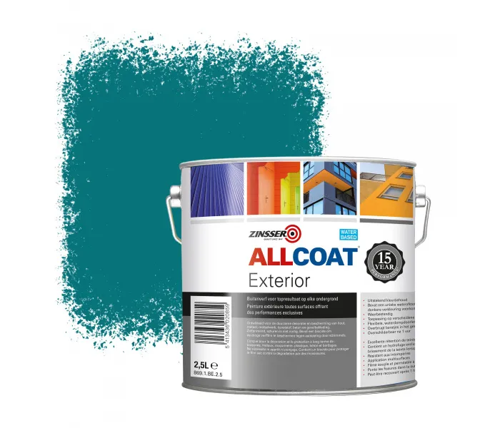 ZINSSER ALLCOAT PINTURA EXTERIOR PARA PAREDES RAL 5021 AZUL AGUA  2,5 LITRO